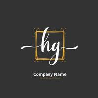 HG Initial handwriting and signature logo design with circle. Beautiful design handwritten logo for fashion, team, wedding, luxury logo. vector
