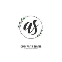 AS Initial handwriting and signature logo design with circle. Beautiful design handwritten logo for fashion, team, wedding, luxury logo. vector