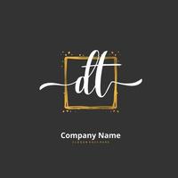 DT Initial handwriting and signature logo design with circle. Beautiful design handwritten logo for fashion, team, wedding, luxury logo. vector