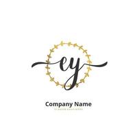 ey letra inicial y diseño de logotipo de firma con círculo. hermoso diseño de logotipo escrito a mano para moda, equipo, boda, logotipo de lujo. vector