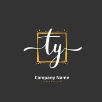 TY Initial handwriting and signature logo design with circle. Beautiful design handwritten logo for fashion, team, wedding, luxury logo. vector