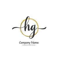HG Initial handwriting and signature logo design with circle. Beautiful design handwritten logo for fashion, team, wedding, luxury logo. vector