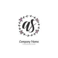 AS Initial handwriting and signature logo design with circle. Beautiful design handwritten logo for fashion, team, wedding, luxury logo. vector