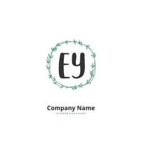 EY Initial handwriting and signature logo design with circle. Beautiful design handwritten logo for fashion, team, wedding, luxury logo. vector