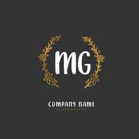 MG Initial handwriting and signature logo design with circle. Beautiful design handwritten logo for fashion, team, wedding, luxury logo. vector