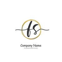 FS Initial handwriting and signature logo design with circle. Beautiful design handwritten logo for fashion, team, wedding, luxury logo. vector