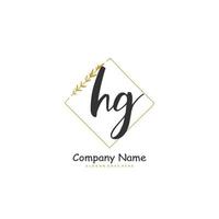 HG Initial handwriting and signature logo design with circle. Beautiful design handwritten logo for fashion, team, wedding, luxury logo. vector