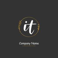 IT Initial handwriting and signature logo design with circle. Beautiful design handwritten logo for fashion, team, wedding, luxury logo. vector