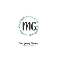 MG Initial handwriting and signature logo design with circle. Beautiful design handwritten logo for fashion, team, wedding, luxury logo. vector