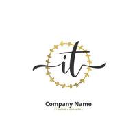 IT Initial handwriting and signature logo design with circle. Beautiful design handwritten logo for fashion, team, wedding, luxury logo. vector