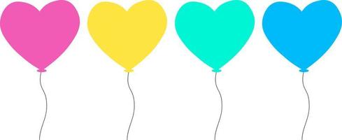 globos de corazón en diferentes colores. globo aerostático en forma de corazón. elementos de decoración de fiesta de cumpleaños o día de san valentín. eps10 vector