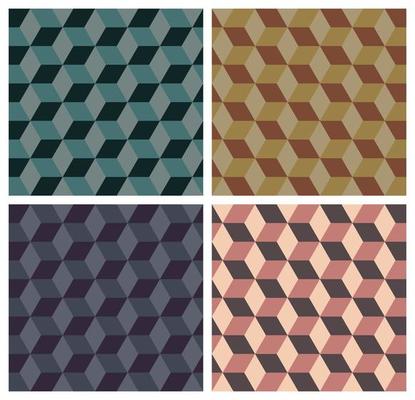Seamless Hexagon Geometric Shapes Set 3D Cube Abstract Background