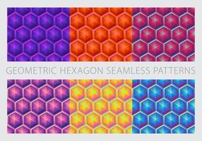 Geometric Hexagon Seamless Patterns Bright Neon Color vector