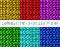 Colorful 3D Triangle Backgrounds Seamless Patterns vector