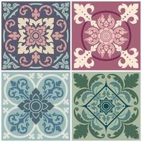 Set Of Ornamental Decorative Patterns Applied Thai Art Style vector