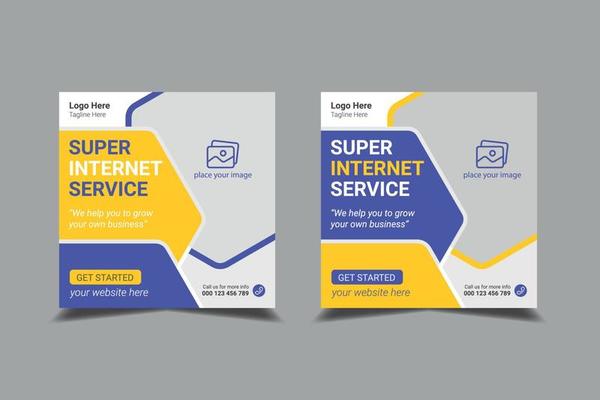 Internet Broadband Promotion Web Banner and Social Media Post Template. Creative Modern Editable Flyer Poster Design