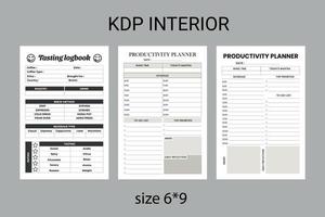 coffey testing and productivity log book kdp interior template. coffey testing Planner Design vector