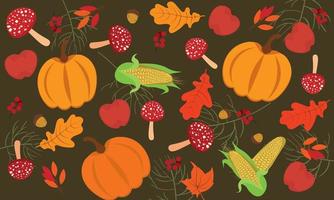 Seamless Autumn vector autumn harvest set