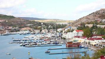 Bay with boats on the water video