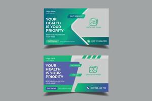 Healthcare web banner template and video thumbnail. Editable medical hospital promotion banner design vector