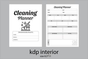 plantilla interior kdp del planificador de limpieza. diseño de planificador de limpieza