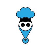 location marker and chef's hat with bird face icob logo vector