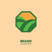 farm logo in hexagon vector