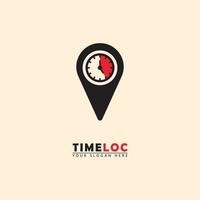 logotipo de icono de vector de ubicación de tiempo