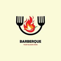 fork and fire in a furnace logo vector