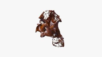 éclaboussures de chocolat au ralenti avec des gouttelettes. rendu 3d. Illustration 3D. video