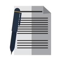 school education sheet and pen write letter flat icon with shadow vector