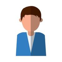 portrait man character cartoon faceless flat icon with shadow vector