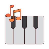 línea de instrumento musical de piano de teclado e icono de estilo de relleno vector