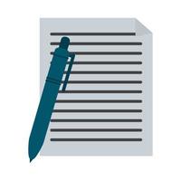 pen and paper office supply stationery work flat style icon vector