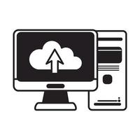 computer cloud computing data office supply stationery work linear style icon vector