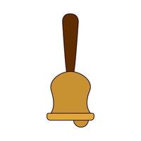 bell with wooden handle line and fill style icon vector