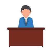 businessman character working at desk office isolated design vector