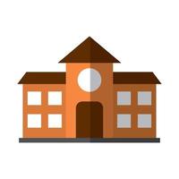 icono plano de educación de edificio escolar con sombra vector