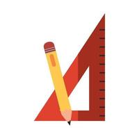 school education triangle ruler and pencil flat icon with shadow vector