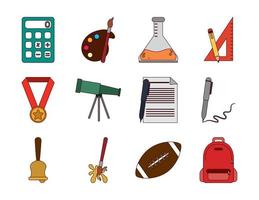 school education knowledge elements flat icons set with shadow vector