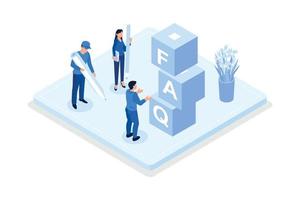 Frequency asked questions and helpdesk, Customer support concept, isometric vector modern illustration