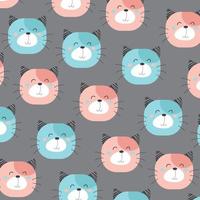 Seamless pattern with cute colorful cat heads perfect for wrapping paper vector