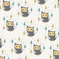 Seamless pattern with cute owl perfect for wrapping paper vector