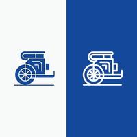 carro caballos viejo príncipe grecia línea y glifo icono sólido línea de banner azul y glifo icono sólido blu vector