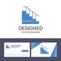 tarjeta de visita creativa y construcción de plantilla de logotipo abajo ilustración de vector de escalera de casa