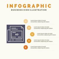 Newspaper Ad Paper Headline Solid Icon Infographics 5 Steps Presentation Background