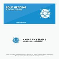 datos comerciales del mundo recursos globales de Internet icono sólido del mundo banner del sitio web y temperatura del logotipo de la empresa vector