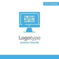 Cryptography Data Ddos Encryption Information Problem Blue Solid Logo Template Place for Tagline vector