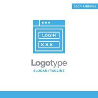 escudo de contraseña de internet seguridad web plantilla de logotipo sólido azul lugar para el eslogan vector