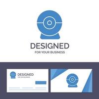 tarjeta de visita creativa y plantilla de logotipo cámara webcam seguridad vector ilustración